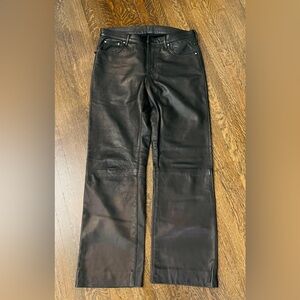 Donald J Pliner Suede Pants 32 Waist Black Zipper Genuine Leather Made in Italy